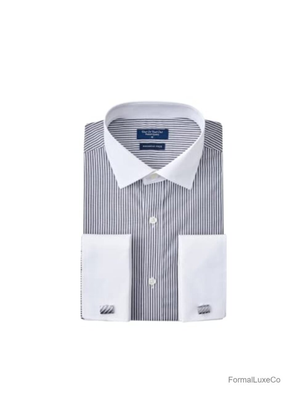 Men's Wrinkle Free French Cuff Dress Shirt Long Sleeve Regular Fit